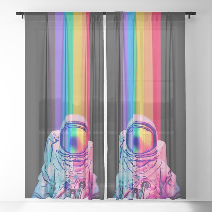 Astronaut on the Rainbow Sheer Curtain