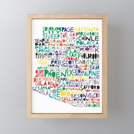 Arizona colorful typography art Framed Mini Art Print