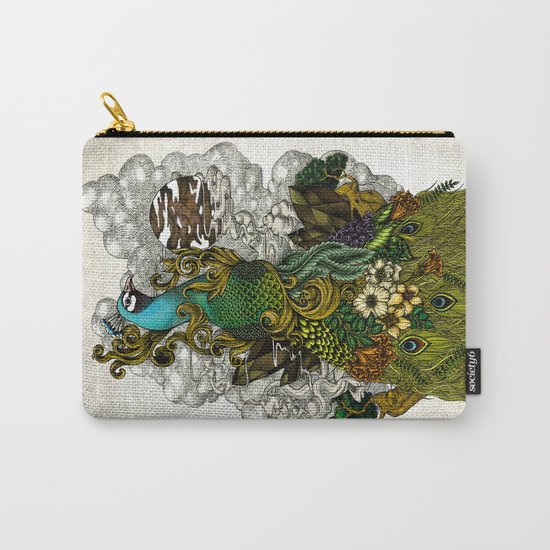 Floral Peacock Carry-All Pouch