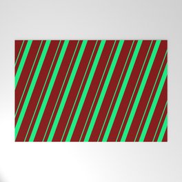 [ Thumbnail: Green & Maroon Colored Lines Pattern Welcome Mat ]