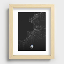 Nadi, Fiji - Dark City Map Recessed Framed Print