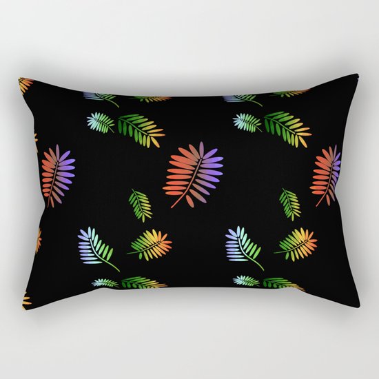 Tropical Palm Black Rectangular Pillow