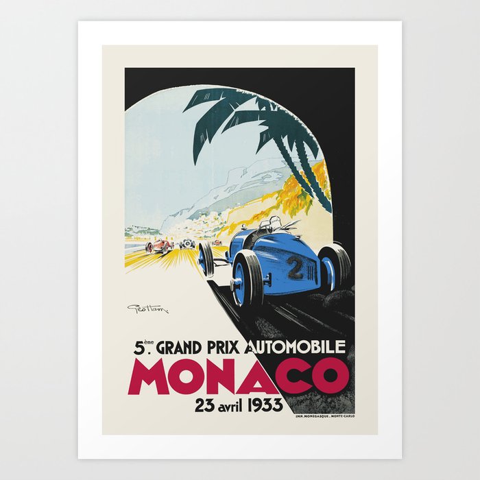 Formula 1 - 1933 Monaco Grand Prix Art Print