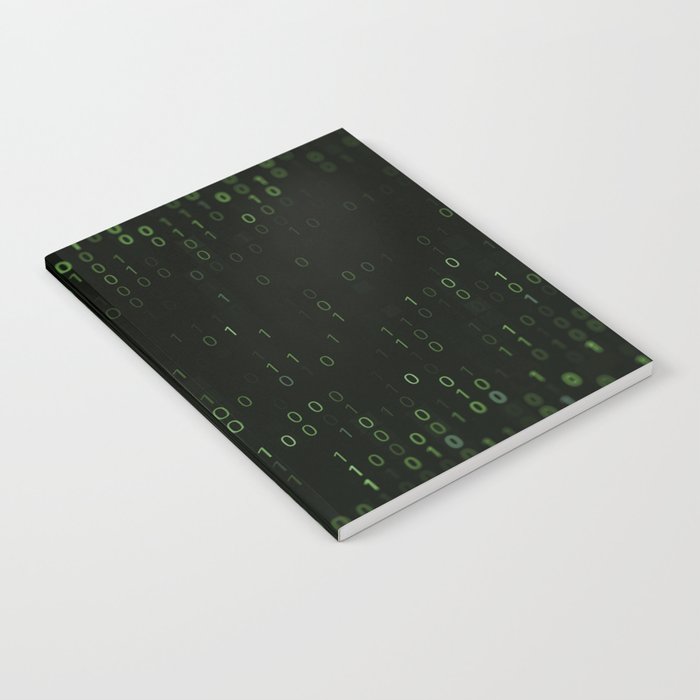 Green background of matrix with binary code Notebook