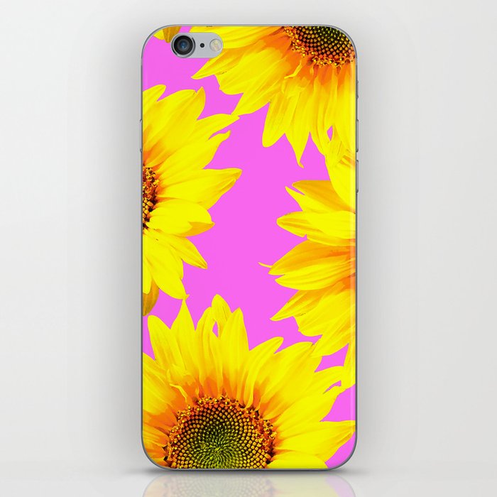 Large Sunflowers on a pink background #decor #society6 #buyart iPhone Skin