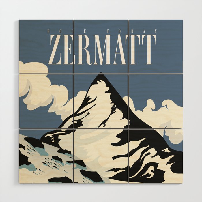 Zermatt Switzerland Ski print Wood Wall Art