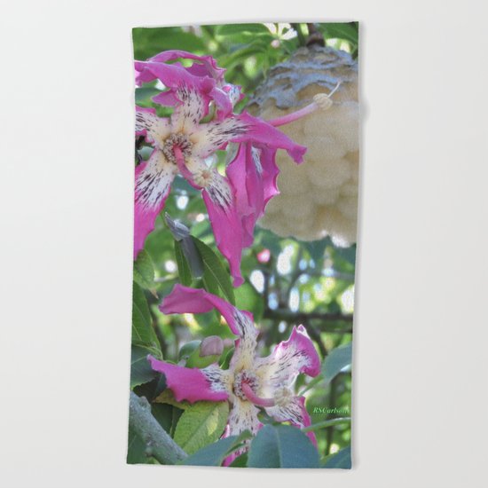 Silk Floss Tree Blossom & Fluff Beach Towel