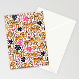 Happy Valentine Tigers in Pink Stationery Card