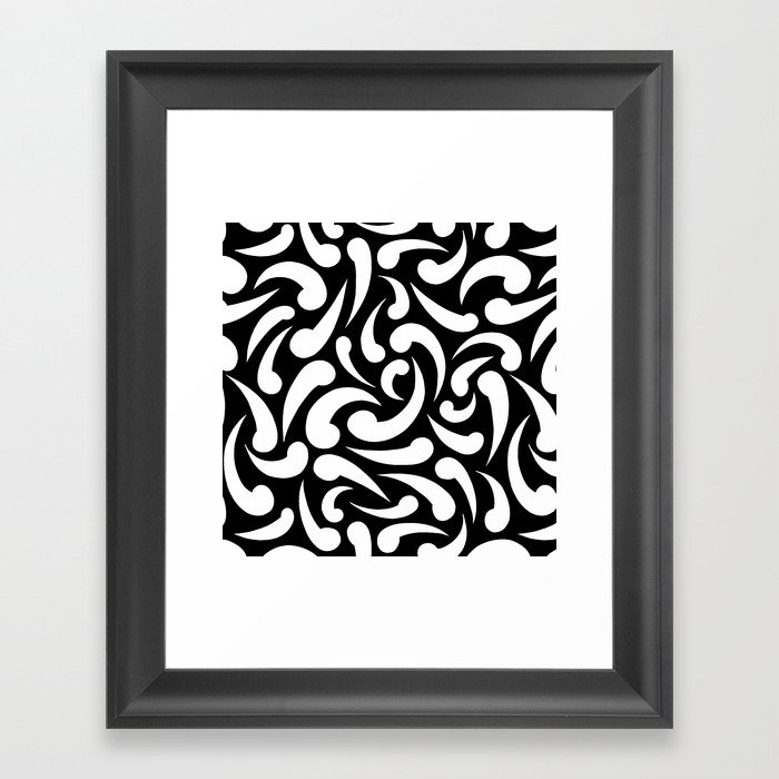 White Abstract Swirls Framed Art Print