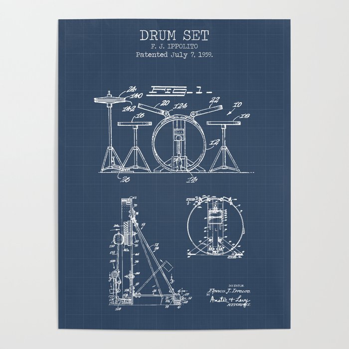 Drum set blueprints Poster