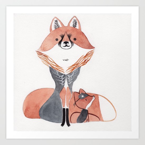 Moon fox Art Print