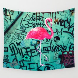 Graffiti Pink Flamingo  Wall Tapestry