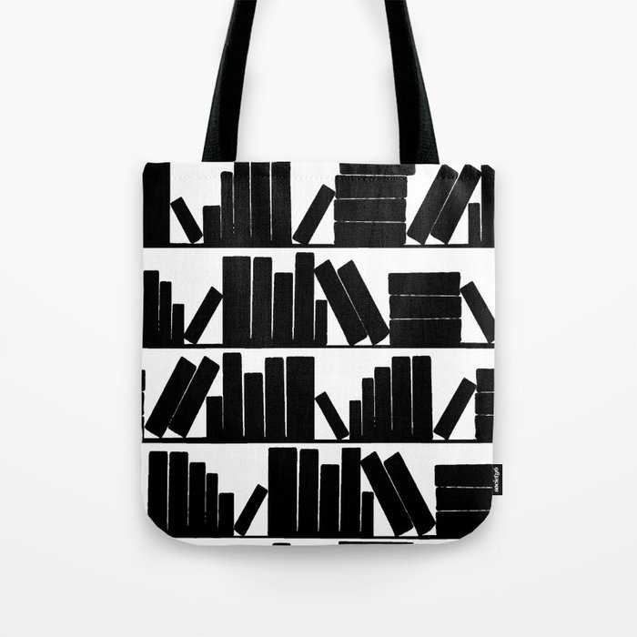 Library Book Shelves, black and white Tote Bag by Amy Gale | Society6