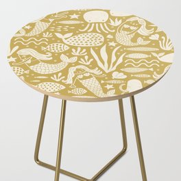 Fish Mermaid Pattern Olive Green Side Table