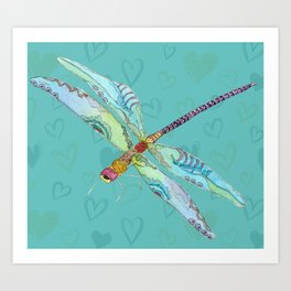 Watercolor Dragonfly Painting, Fine Art Art Print