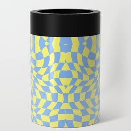 Blue yellow checker symmetrical pattern Can Cooler