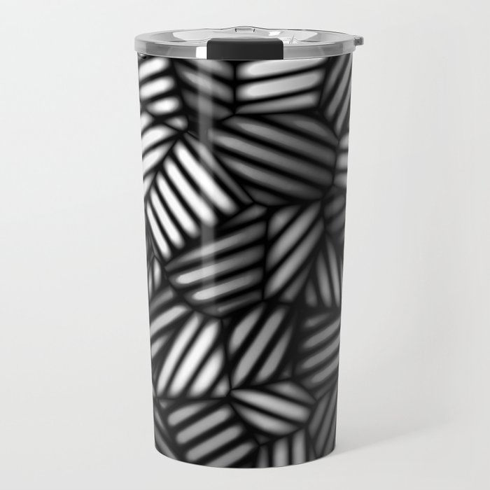 Grayscale Leaves Pattern Travel Mug