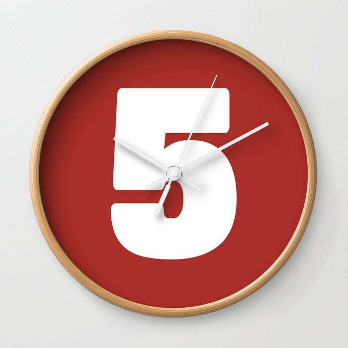 5 (White & Brownish Number) Wall Clock
