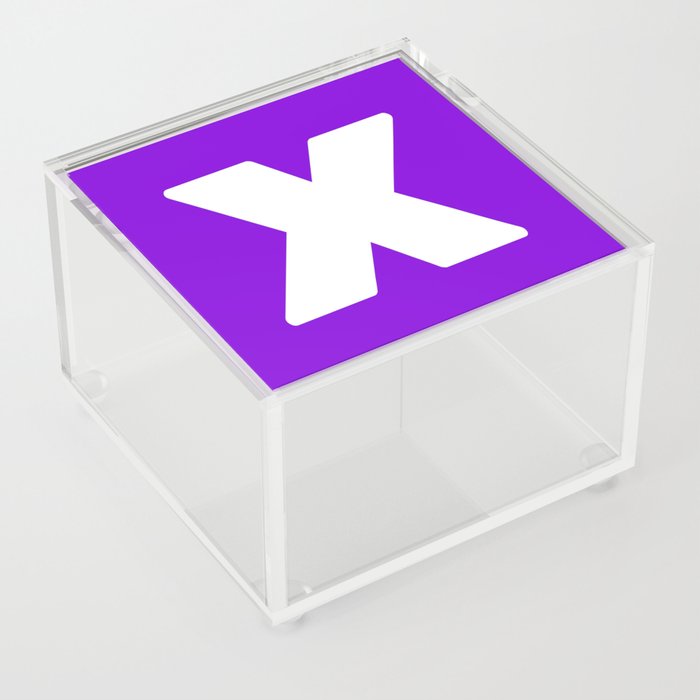 X (White & Violet Letter) Acrylic Box