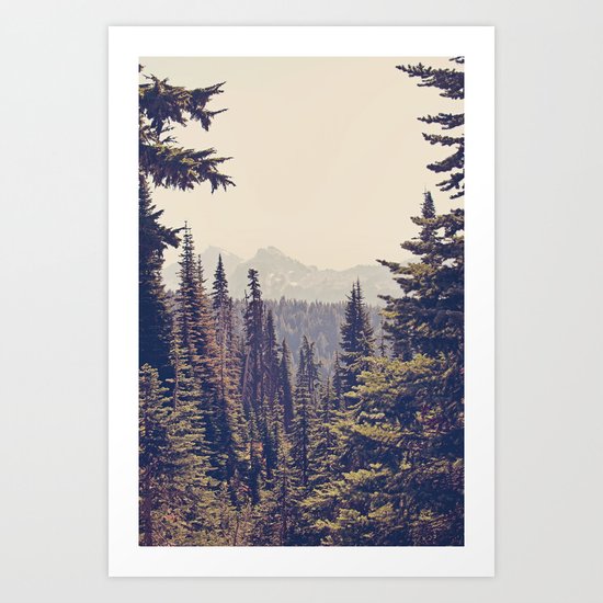 Mountains through the Trees Art Print