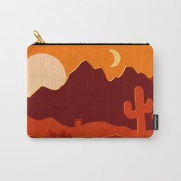Desert Sunset Carry-All Pouch | Vector, Graphic Design, Sun, Pattern, Landscape, Mountains, Brown, Roadrunner, Cactus, Moon 