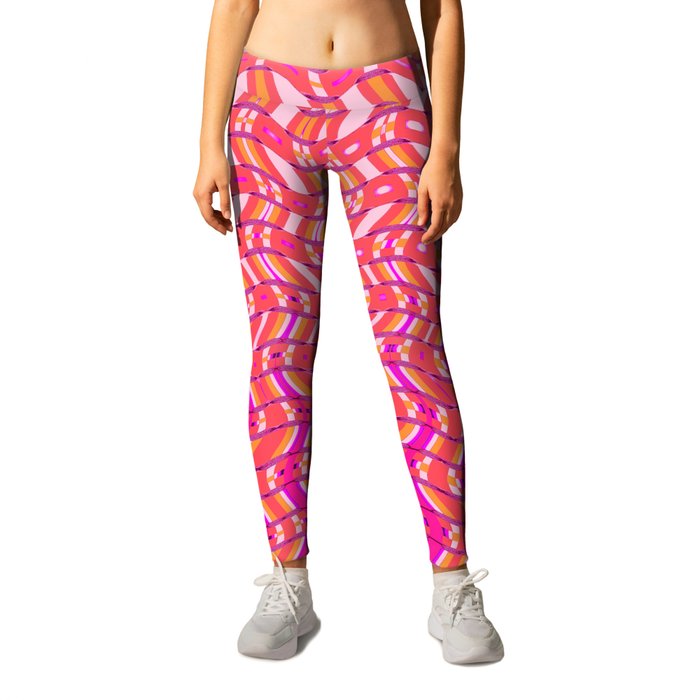 Pink Tangerine Twist Leggings by Absolute Abstract