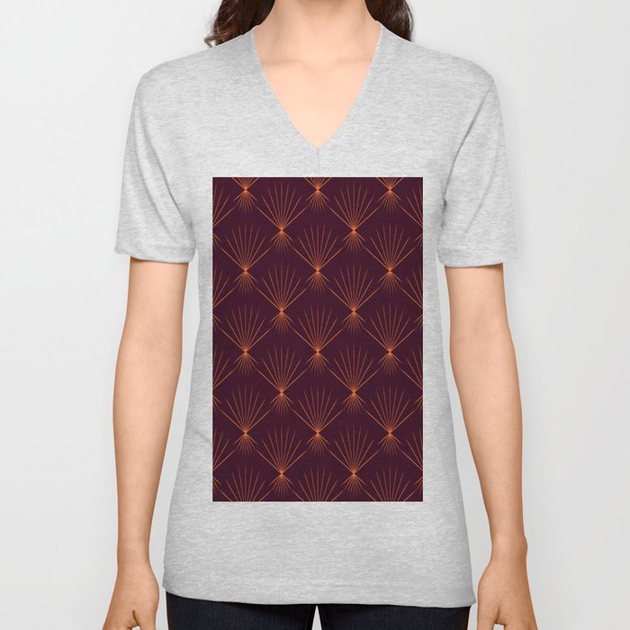 Elegant art deco geometric seamless pattern digital art.  V Neck T Shirt