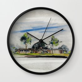 William Keck - Gloria And Mayer Stern House, Flossmoor, Illinois, Perspective (c. 1947) Wall Clock