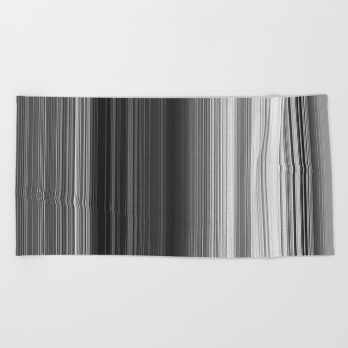 Black White Gray Thin Stripes Beach Towel