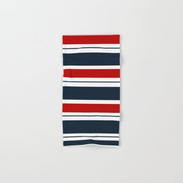 Red and Navy Blue Horizontal Stripes Hand & Bath Towel