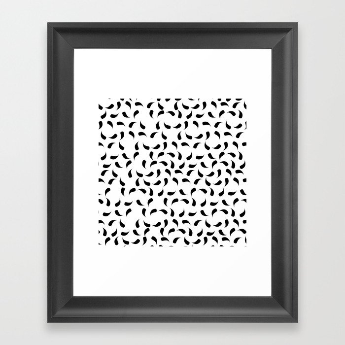 Black and White Modern Tear Drop Pattern Framed Art Print