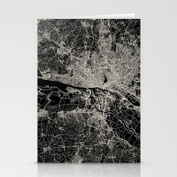 Hamburg - Germany City Map - Black and White City Aesthetic Stationery Cards
