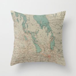 Vintage Map of Manitoba (1915) Throw Pillow