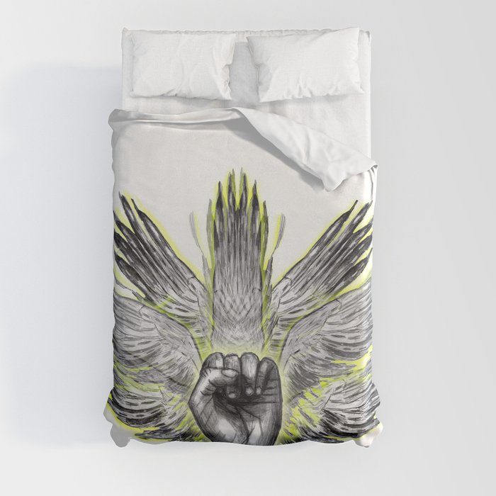 surreal winged hand mystical Feathered animal  Duvet Cover