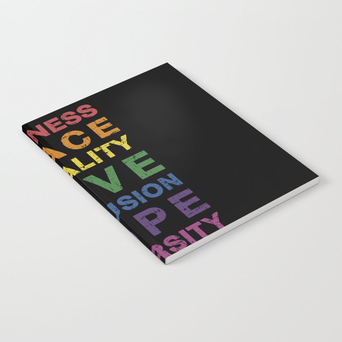 Kindness peace equality rainbow flag for pride month Notebook