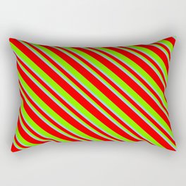 [ Thumbnail: Sky Blue, Red, and Green Colored Stripes Pattern Rectangular Pillow ]