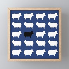 Black Sheep Pattern Blue Framed Mini Art Print