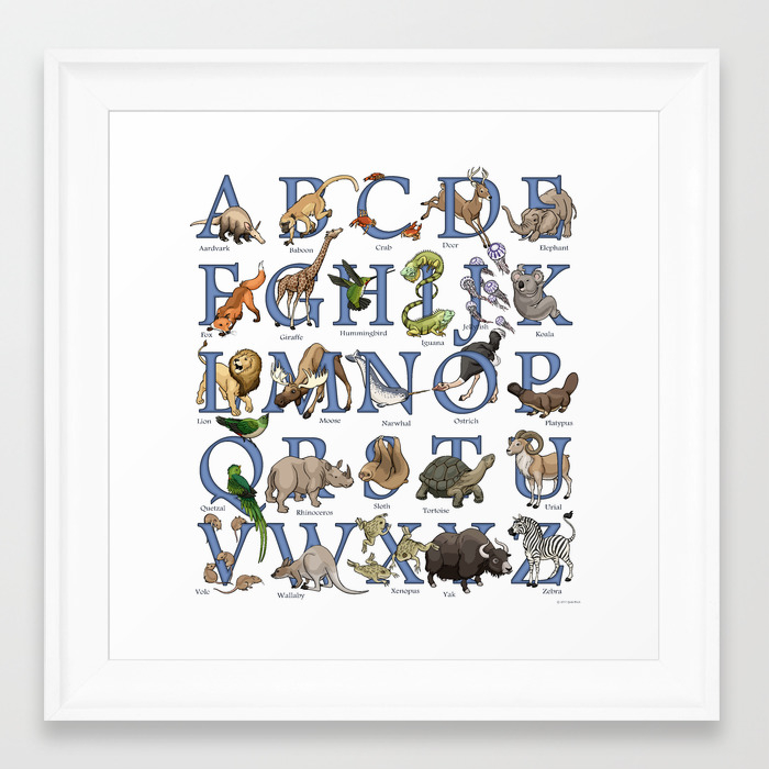 Animal Alphabet Framed Art Print By Jadafitch Society6 Examples of css and html codes for elements with #9adcbe color. animal alphabet framed art print by jadafitch