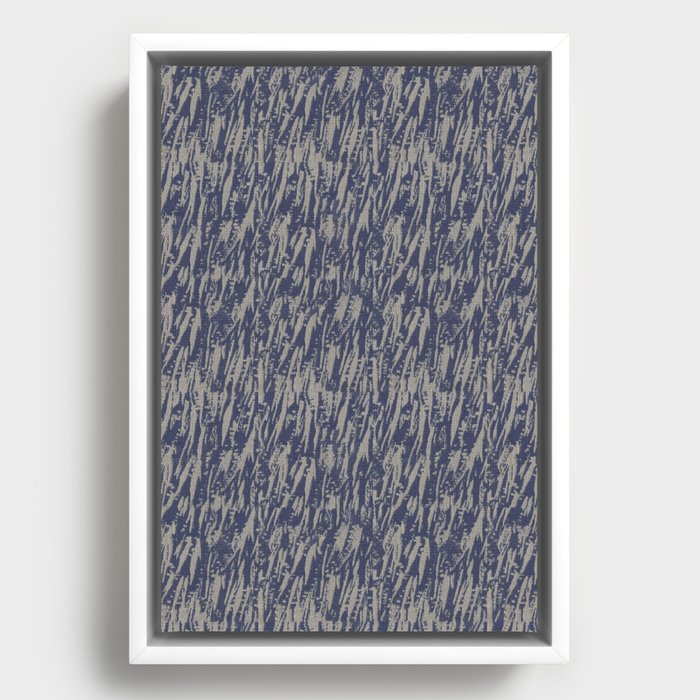 Textured Flecked Abstract in Blue and Grey Framed Canvas