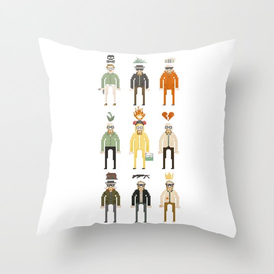 Walter White Pixelart Transformation- Breaking Bad Throw Pillow