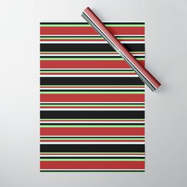 [ Thumbnail: Light Green, Red, Light Cyan, and Black Colored Striped/Lined Pattern Wrapping Paper ]