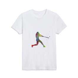 Watercolor baseball player Kids T Shirt