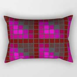 Pink Red and Green Velvet Squares Pattern Rectangular Pillow