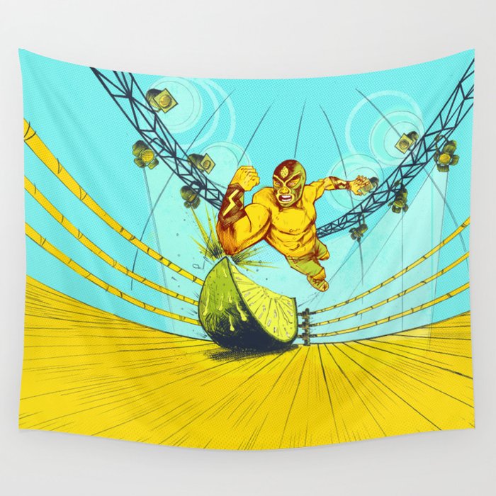 Luchador Lime Wall Tapestry