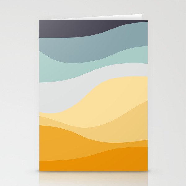 Retro style wavy ocean Stationery Cards