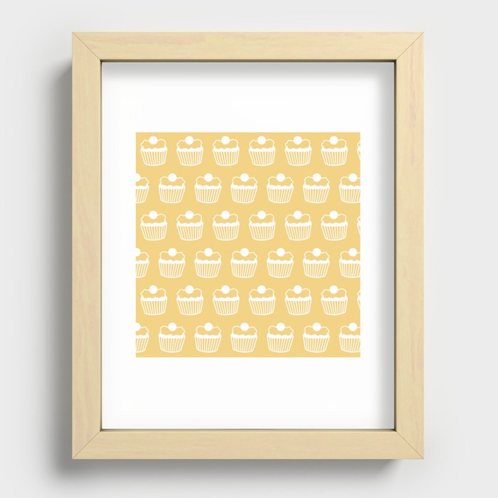 Minimal and modern line drawing cupcake pattern 2 Recessed Framed Print