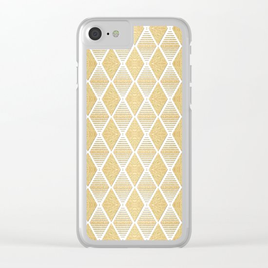 White and Gold Geometric Pattern Clear iPhone Case