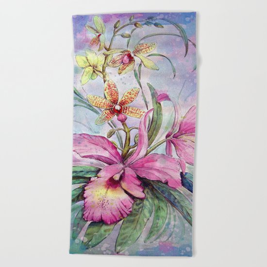 Orchids 06 Beach Towel