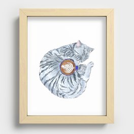 Cozy Coffee Cat Recessed Framed Print