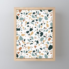 Terrazzo flooring pattern with traditional white marble rocks Framed Mini Art Print